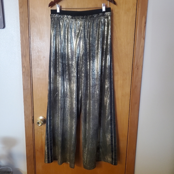 Free People Vegan Leather Gold Track Pants - Picture 4 of 7